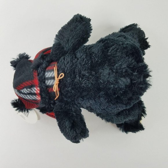 Black Bear Plush Red Plaid Trapper Hat Wishpets Rusty Winter Ear Flaps 2010 - Picture 7 of 9